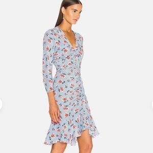 NWT Veronica Beard Rowe Dress Sky Blue Floral Silk Dress - Size 4